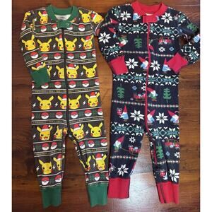 Hanna Andersson Baby Boy Holiday Coveralls Pokemon Xmas 18-24 Months (2 Pairs)